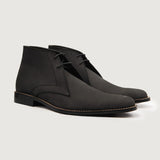 Corry Chukka Black Nubuck Leather Boots For Men in Black Full-Grain Leather - Lateral Side Profile View | Buy Online