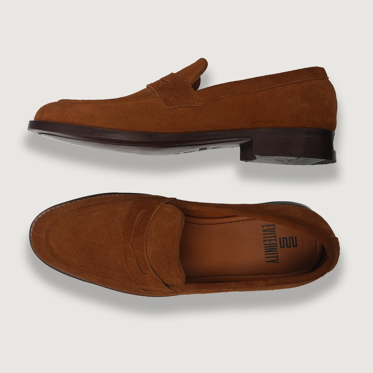 Baxton Brown Suede Leather Loafers For Men - Reinforced Heel Counter & Precision Double-Row Stitching Detail