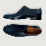 Professor Oxford Midnight Blue Leather Shoes For Men - Reinforced Heel Counter & Precision Double-Row Stitching Detail