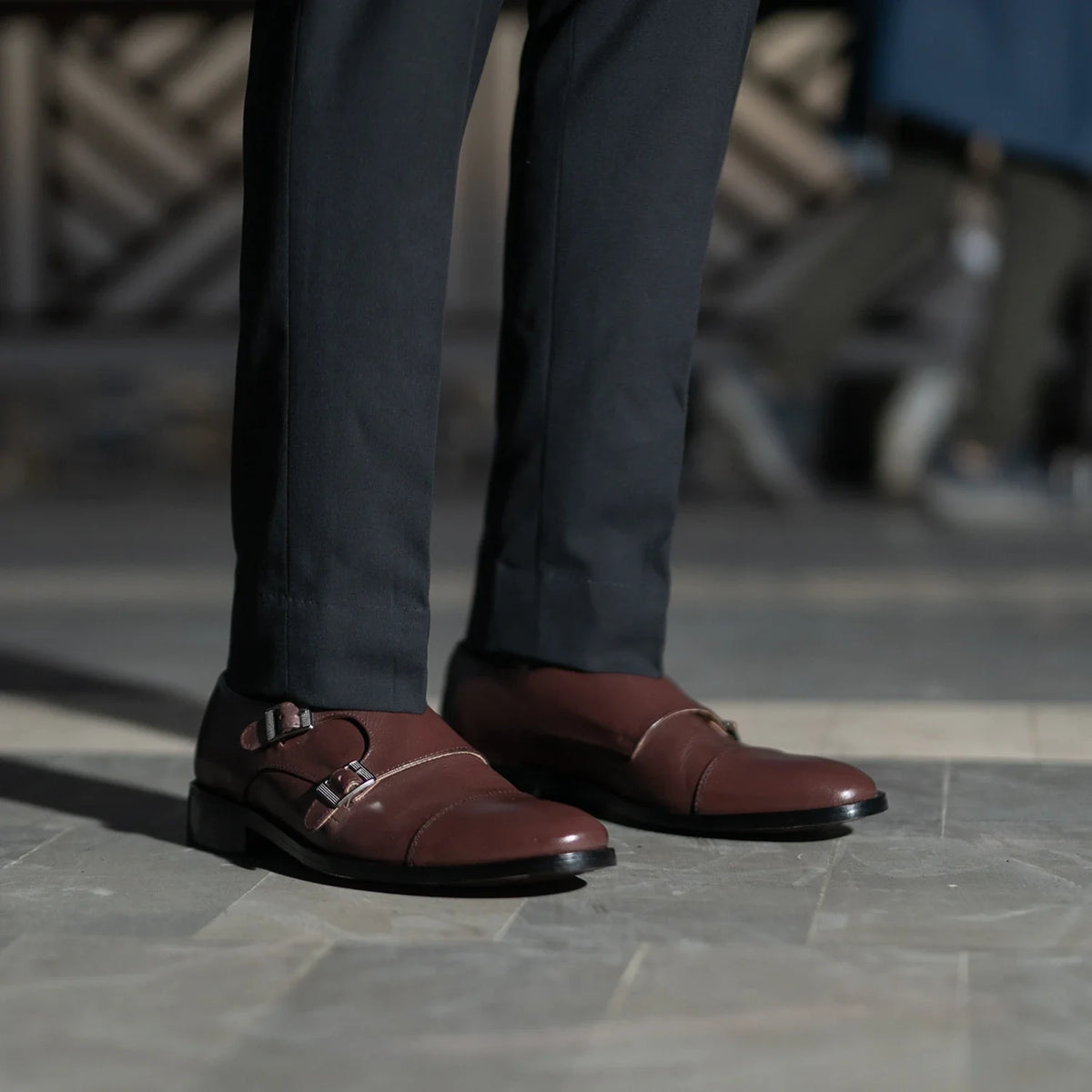Orlaven Boston Double Monk Strap Maroon Leather Shoes footwear image 9