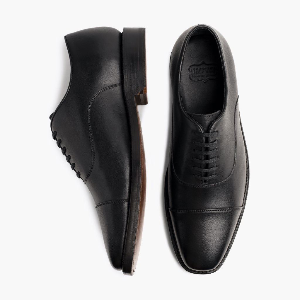 Executive Black Leather Sneakers - Reinforced Heel Counter & Precision Double-Row Stitching Detail