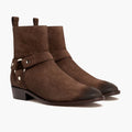 Harness Dark Brown Suede Leather Boots