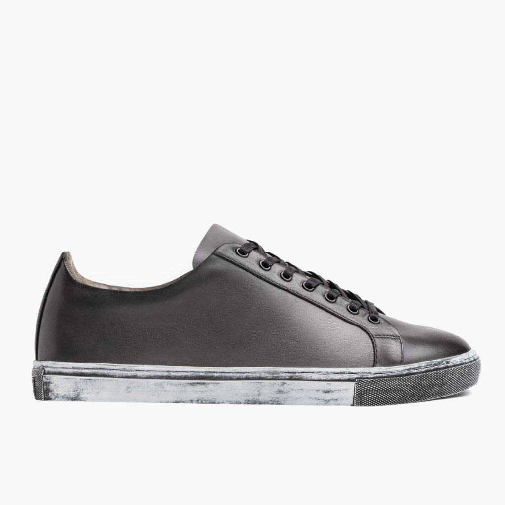 Grey Full-Grain leather Sneakers - Goodyear Welt Construction & Front Toe Box Detail