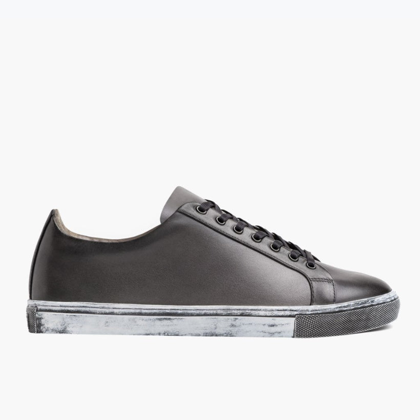 Grey Full-Grain leather Sneakers - Goodyear Welt Construction & Front Toe Box Detail