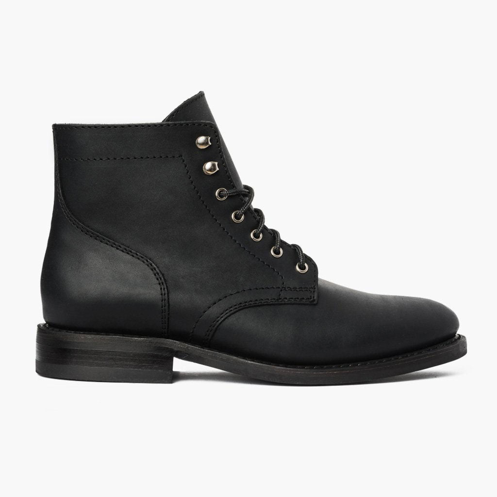 Black Full-Grain leather Boots - Goodyear Welt Construction & Front Toe Box Detail
