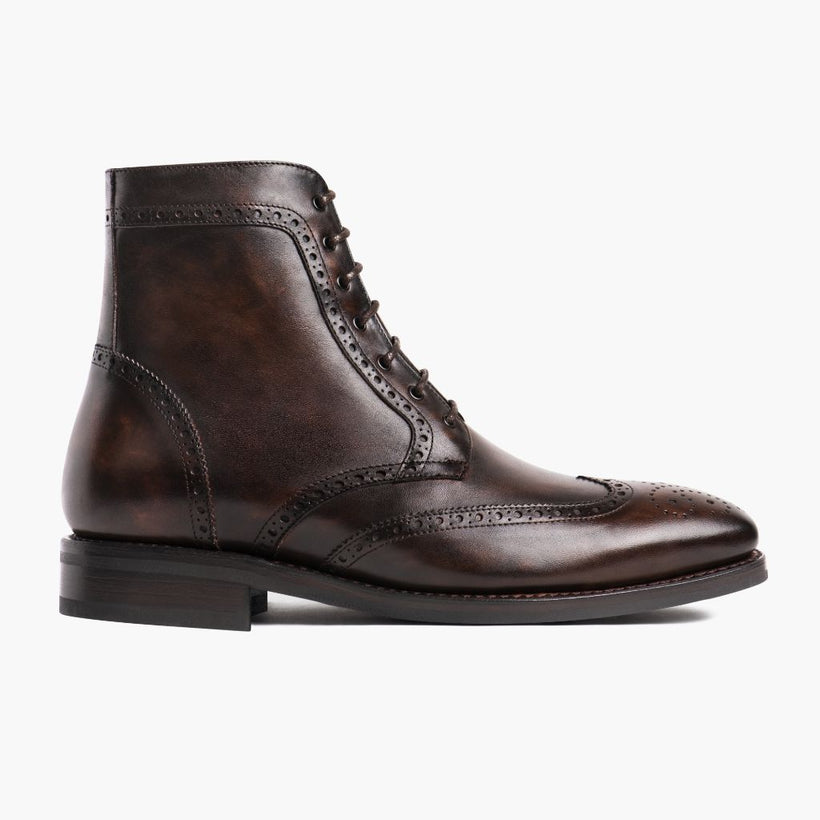Wingtip Dark Oak Leather Boots