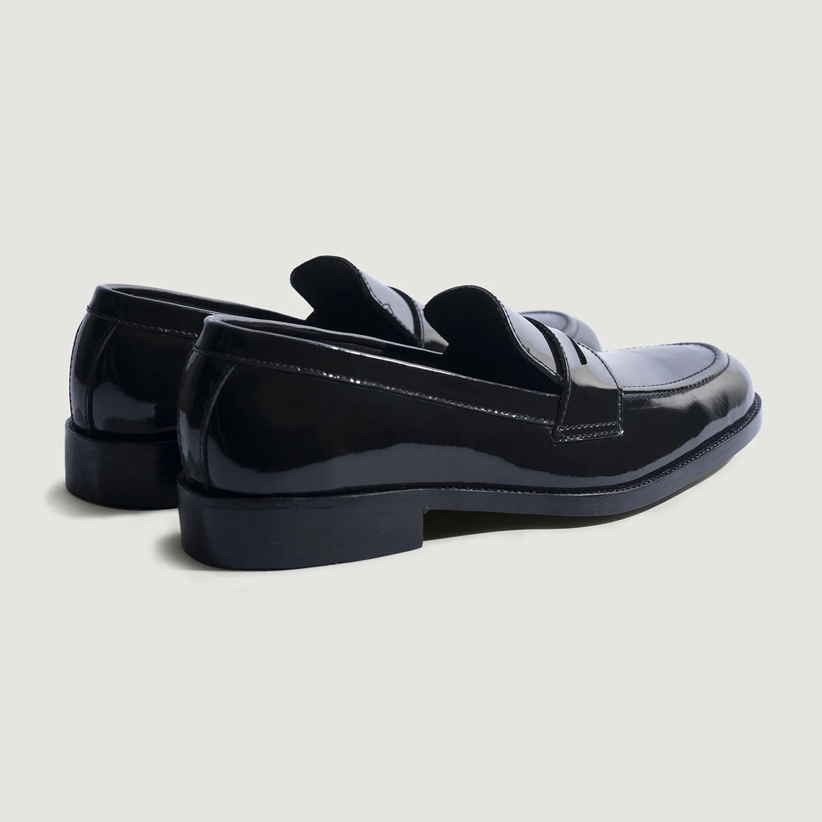 High-Traction Rubber Outsole & Lug Tread Pattern on Baxton Black Patent Leather Loafers For Men