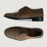 High-Traction Rubber Outsole & Lug Tread Pattern on Dirk Brogues Derby Brown Oil Pullup Leather Shoes StudGuard For Men