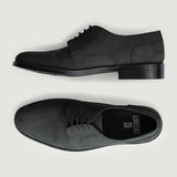 Dirk Brogues Derby Matte Black Nubuck Leather Shoes StudGuard For Men - Reinforced Heel Counter & Precision Double-Row Stitching Detail