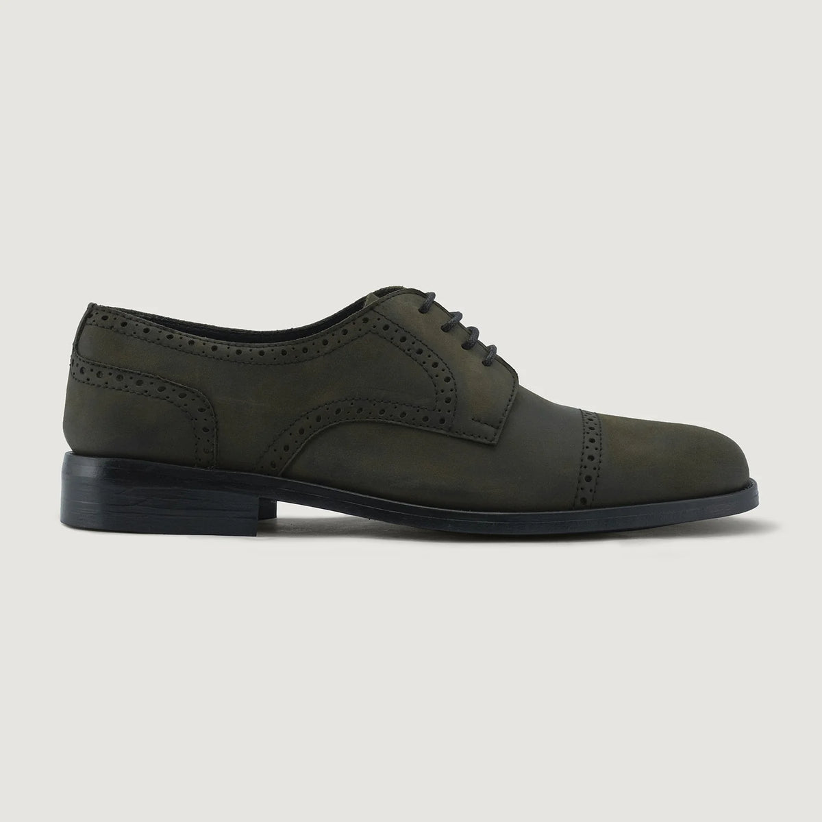 Olive Full-Grain leather Shoes - Goodyear Welt Construction & Front Toe Box Detail