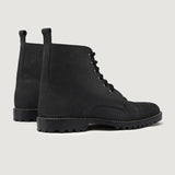 High-Traction Rubber Outsole & Lug Tread Pattern on Knight Derby Black Matte Nubuck Leather Boots - TerraGrip