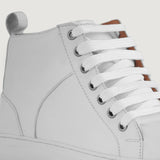 High-Traction Rubber Outsole & Lug Tread Pattern on Marty High Top White Leather Sneakers