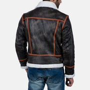 Authentic Goatskin Leather Grain Texture &amp; Heavy-Duty Seam Stitching Detail