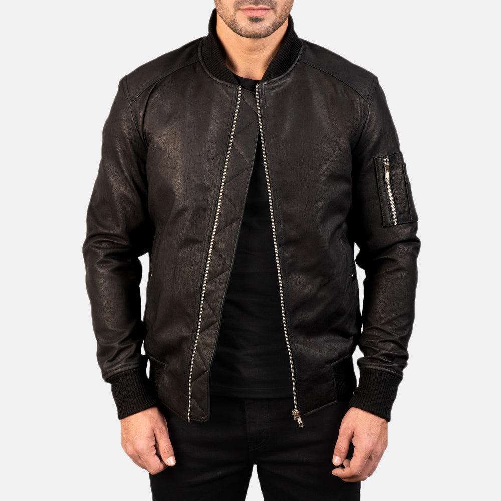 Bomia MA-1 Leather Bomber Jacket – alternate product view 1