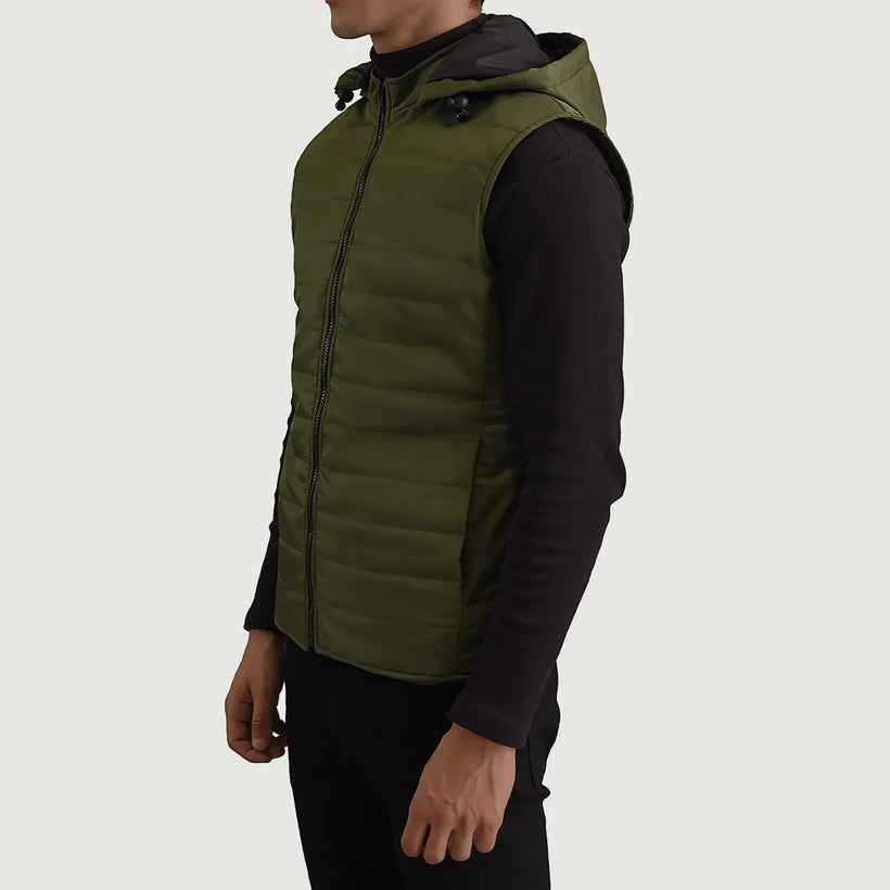 Carlo Green Hooded Puffer Vest