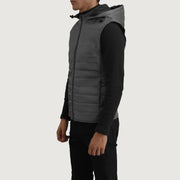 
Green Full-Grain leather Vest - Back View Showing Tailored Shoulder Fit & Clean Hemline