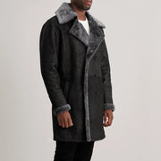 
Brown Goatskin Suede Aviator Jacket - Back View Showing Tailored Shoulder Fit & Clean Hemline