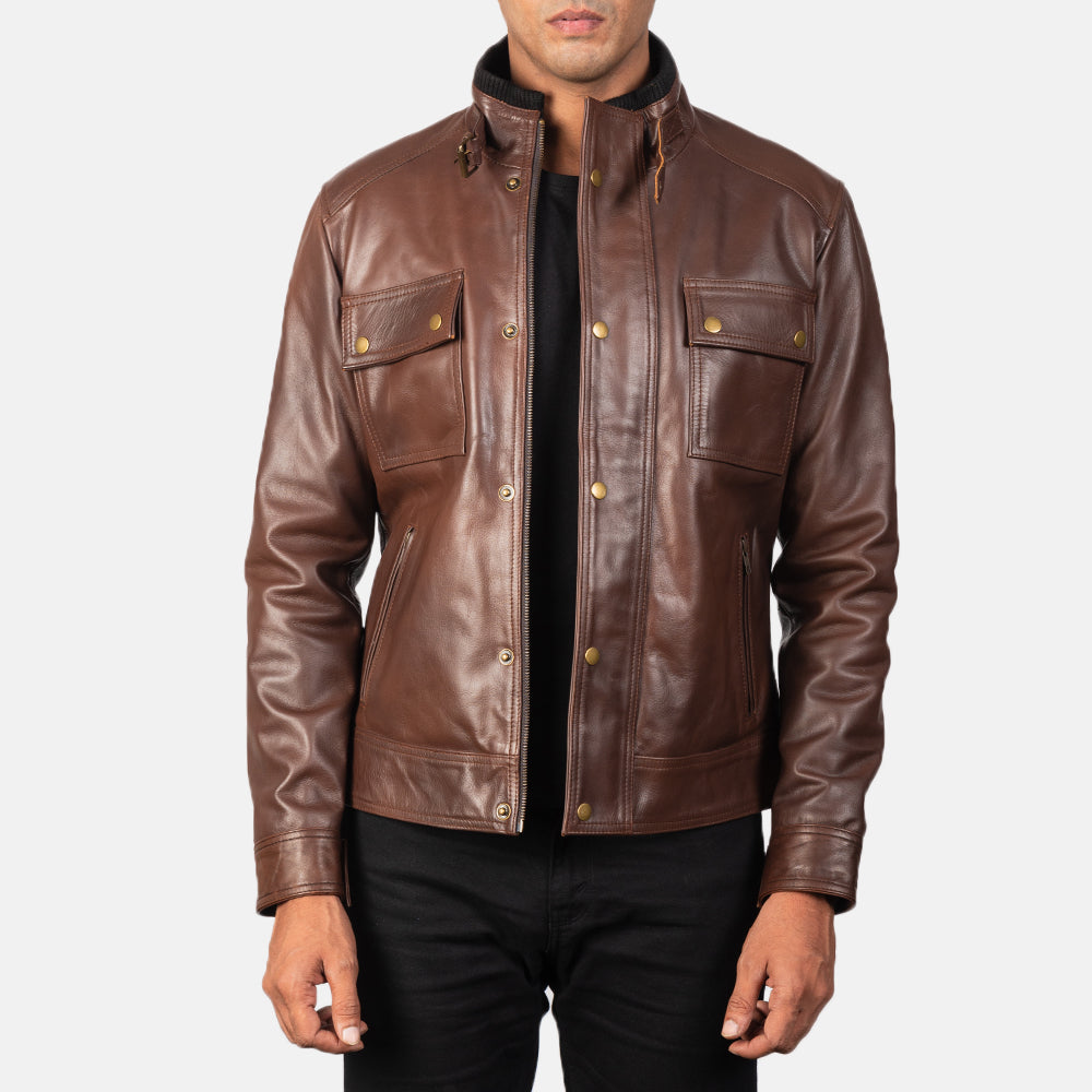 Tailored Rib Cuffs &amp; Hem Craftsmanship Construction Detail on Men's Darren Black Leather Biker Jacket