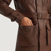 Authentic Cowhide Leather with Semi-aniline Finish Grain Texture &amp; Heavy-Duty Seam Stitching Detail