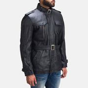 Black Sheepskin leather Coat - Back View Showing Tailored Shoulder Fit & Clean Hemline