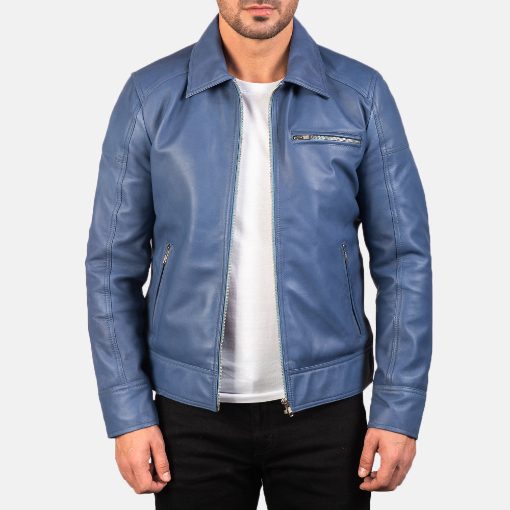 Men's Lavendard Brown Leather Biker Jacket in Brown Cowhide Leather - Front Profile View &amp; Tailored Silhouette | Buy Online