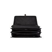 Solid Antique Brass Hardware &amp; Heavy-Duty Dual Zipper Detail on Glenwood Full-Grain Leather Briefcase