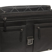 Stuttgart Full-Grain Leather Briefcase - Structured Side Profile Showing Gusset Depth & Expansion Capacity