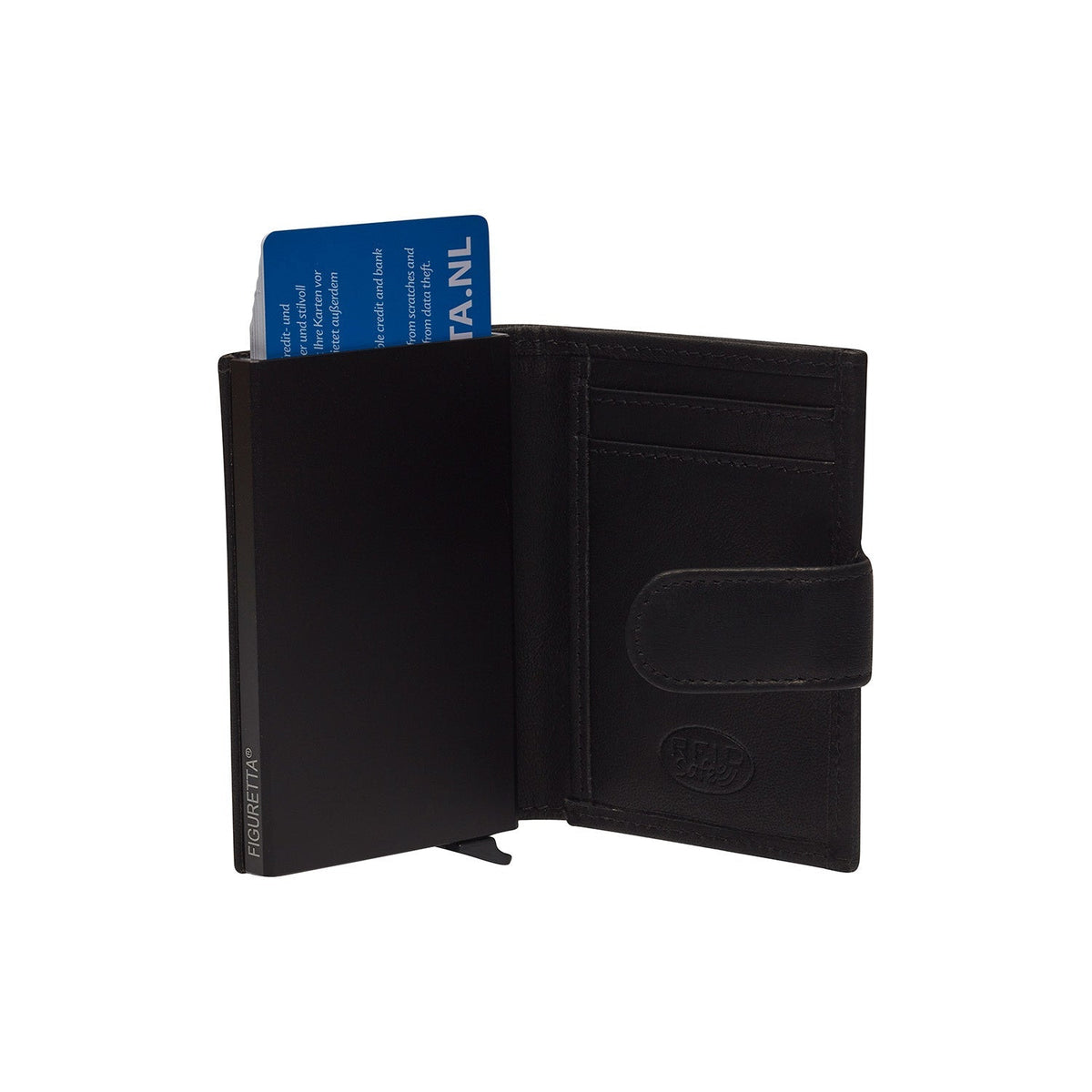 Solid Antique Brass Hardware &amp; Heavy-Duty Dual Zipper Detail on Hannover Full-Grain Leather Card Holder