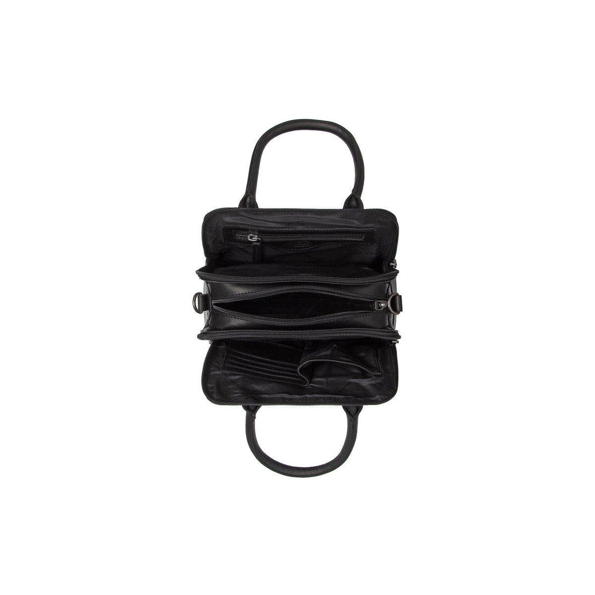 
Close-Up Detail of Classic Collar & Heavy-Duty Zipper Hardware on Ezra Full-Grain Leather Handbag