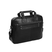 Solid Antique Brass Hardware &amp; Heavy-Duty Dual Zipper Detail on Calvi Full-Grain Leather Laptop Bag