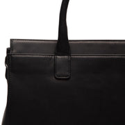 Solid Antique Brass Hardware & Heavy-Duty Dual Zipper Detail on Rivera Full-Grain Leather Laptop Bag
