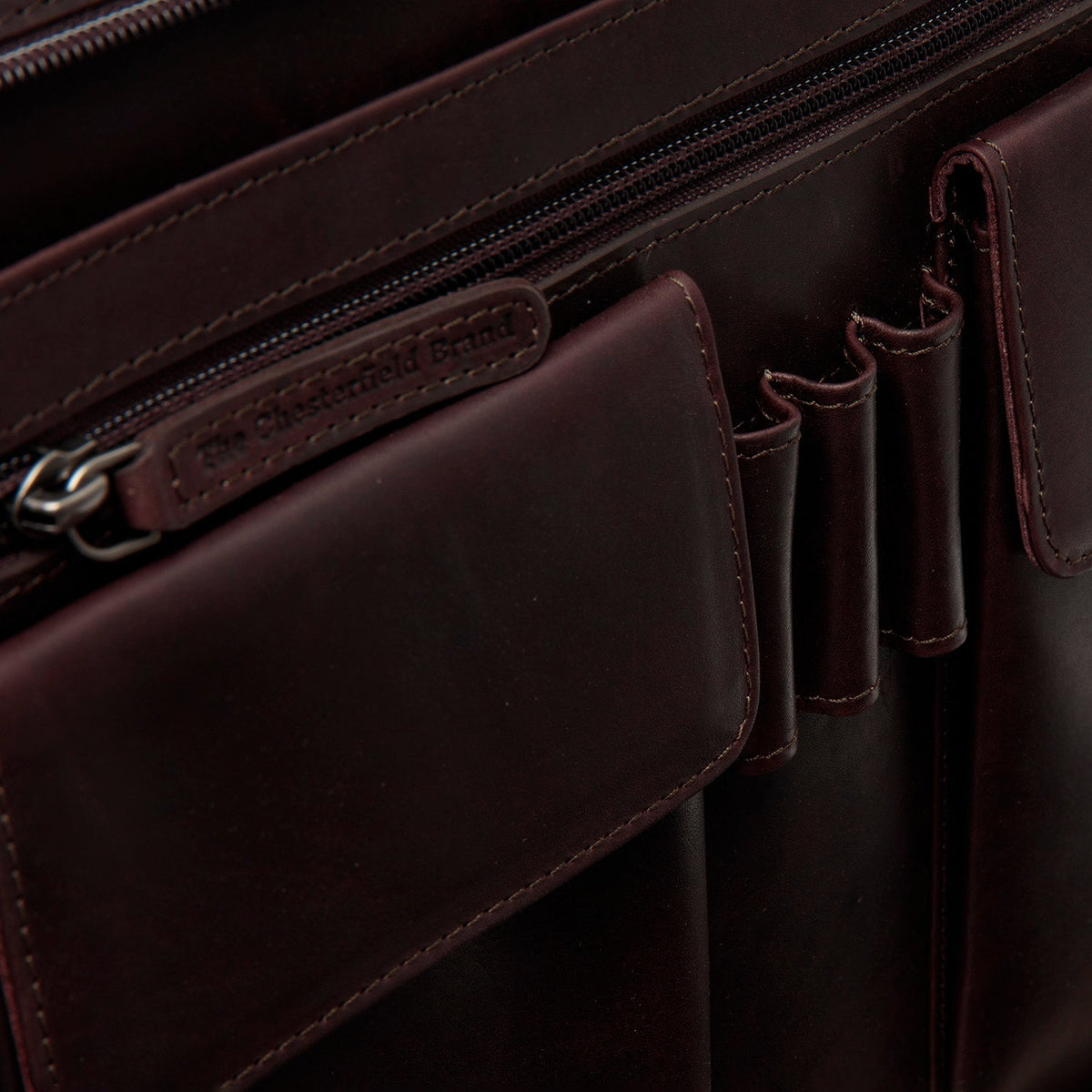 Brown Leather Portfolio Moreton, detail view 3
