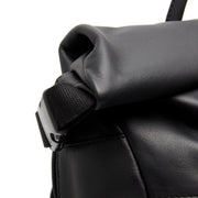 Mazara Full-Grain Leather Roll-top Backpack - Structured Side Profile Showing Gusset Depth &amp; Expansion Capacity