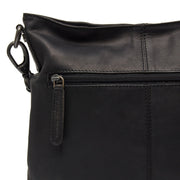 Solid Antique Brass Hardware &amp; Heavy-Duty Dual Zipper Detail on Jen Full-Grain Leather Shoulder Bag