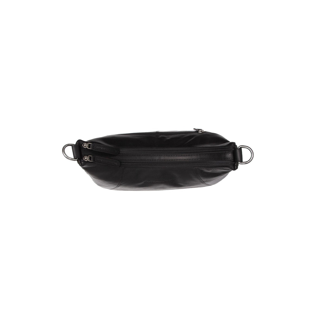 Solid Antique Brass Hardware & Heavy-Duty Dual Zipper Detail on Marle Full-Grain Leather Shoulder Bag