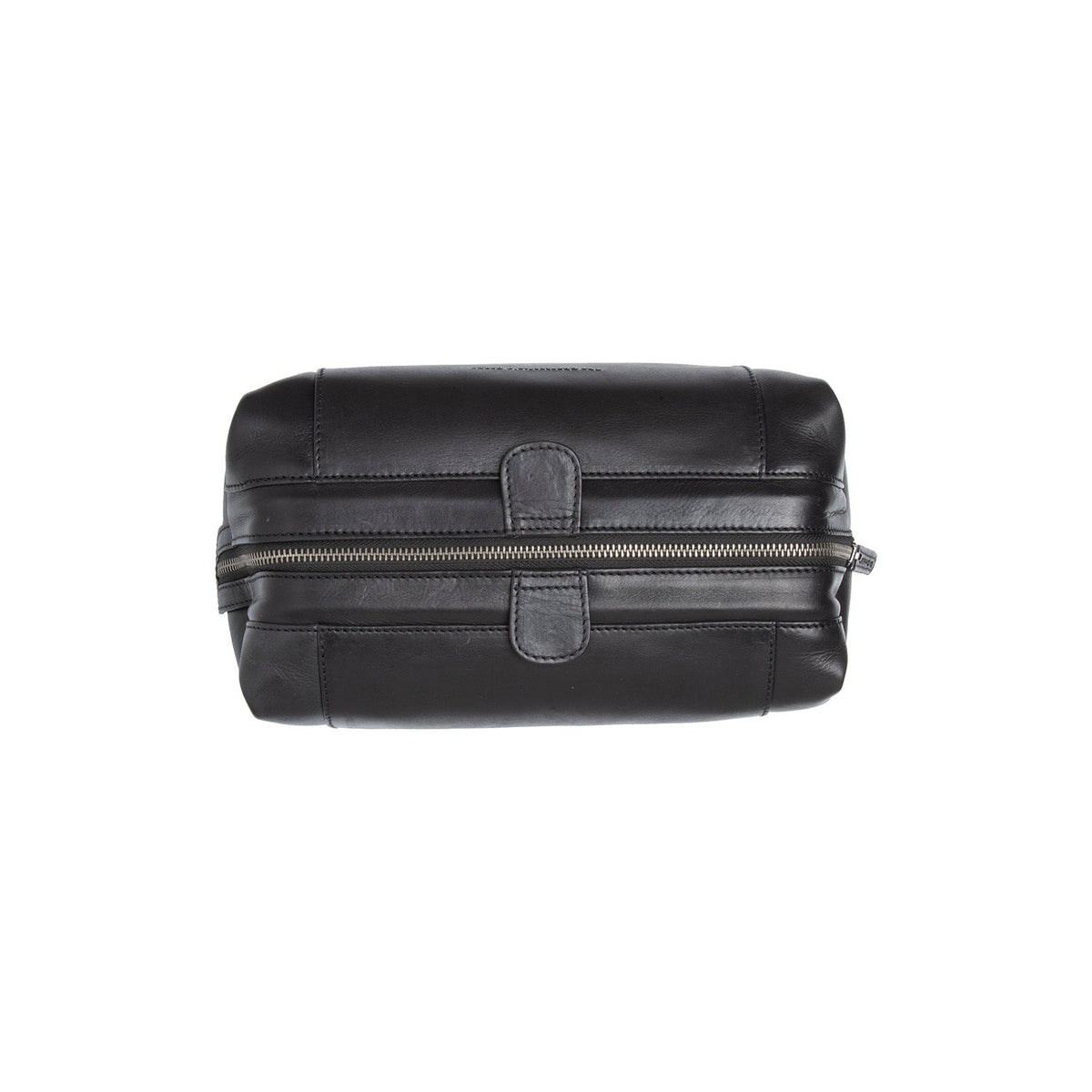 
Biassa Full-Grain Leather Toiletry Bag - Lateral Side Profile View Showing Sleeve Cut & Athletic Taper Fit