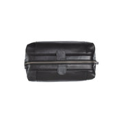 
Biassa Full-Grain Leather Toiletry Bag - Lateral Side Profile View Showing Sleeve Cut & Athletic Taper Fit