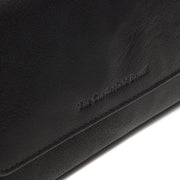 Solid Antique Brass Hardware &amp; Heavy-Duty Dual Zipper Detail on Rhodos Full-Grain Leather Wallet