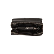 Solid Antique Brass Hardware &amp; Heavy-Duty Dual Zipper Detail on Salviano Full-Grain Leather Wallet