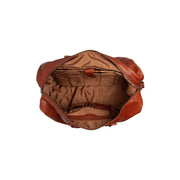 Solid Antique Brass Hardware &amp; Heavy-Duty Dual Zipper Detail on Cavoli Full-Grain Leather Weekender Bag