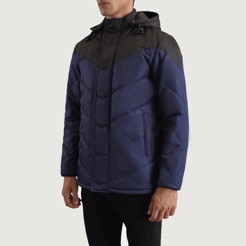 Luka Black & Blue Hooded Puffer Jacket