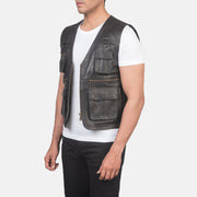 Brown Sheepskin leather Vest - Back View Showing Tailored Shoulder Fit &amp; Clean Hemline