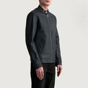 
Tumbled Black Sheepskin Leather Biker Jacket - Back View Showing Tailored Shoulder Fit & Clean Hemline